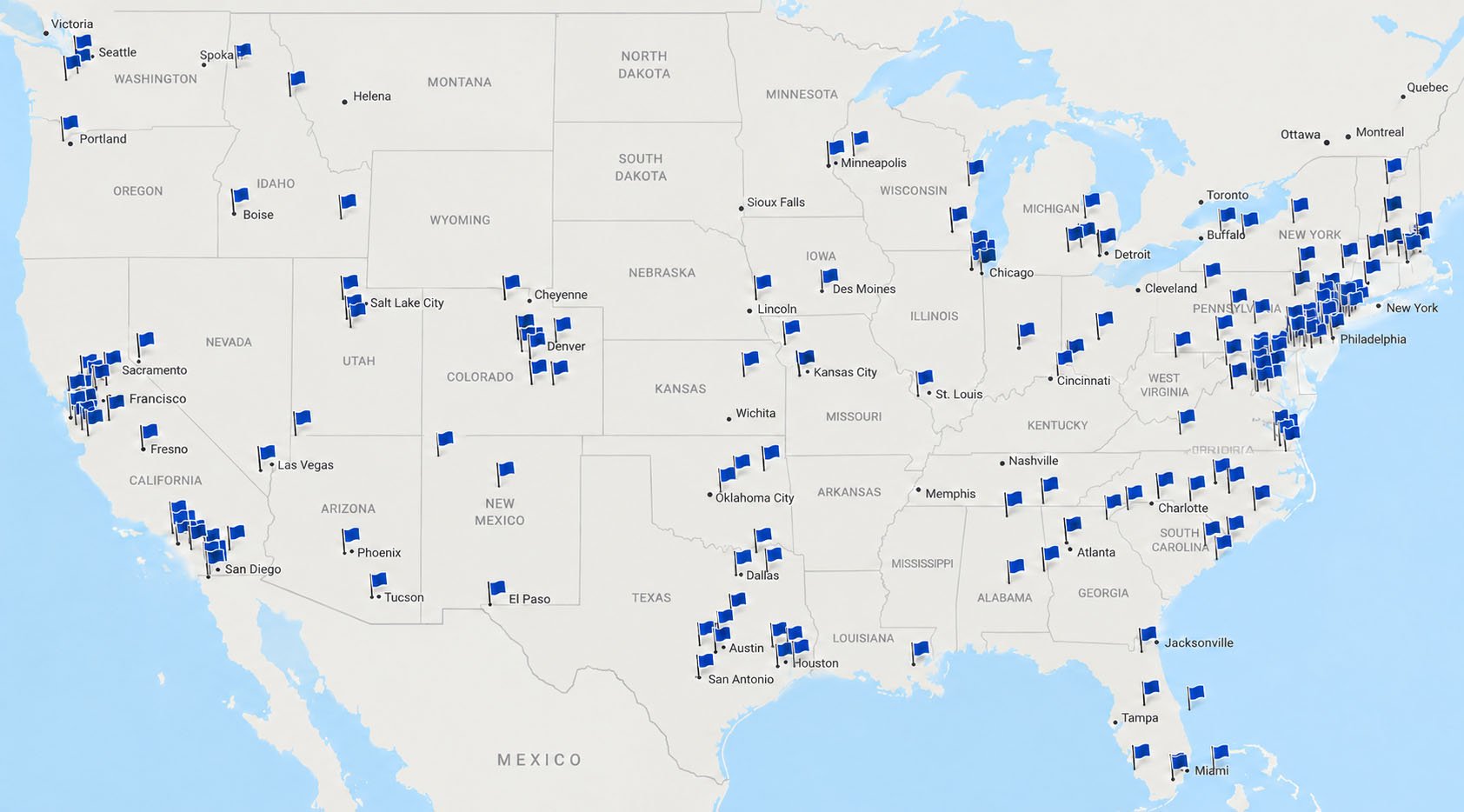Clients across the US map