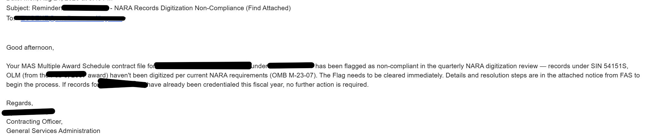 GSA NARA Scam