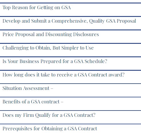 Key Topics for Getting a GSA Contract